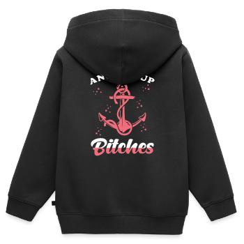 Anker Wortspiel - Kinder Premium Organic Zip Hoodie - Schwarz - Hinten - AI Model Kid Male (0cm)