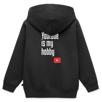Youtube is my hobby - Sweat Premium à capuche zippé enfant bio - noir - Dos - AI Model Kid Male (0cm)