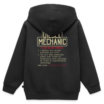 Mécanicien diesel - Sweat Premium à capuche zippé enfant bio - noir - Dos - AI Model Kid Male (0cm)
