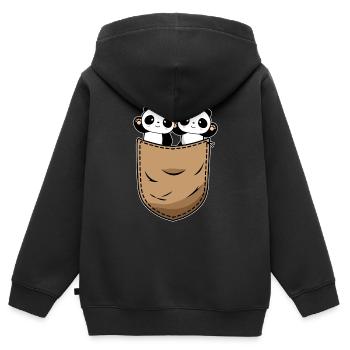Kawaii Panda Amant - Sweat Premium à capuche zippé enfant bio - noir - Dos - AI Model Kid Male (0cm)