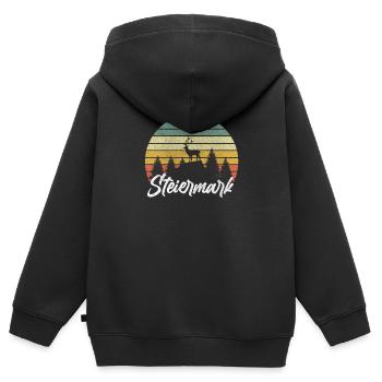 Steiermark motif drôle cadeau de randonnée styrie - Sweat Premium à capuche zippé enfant bio - noir - Dos - AI Model Kid Male (0cm)