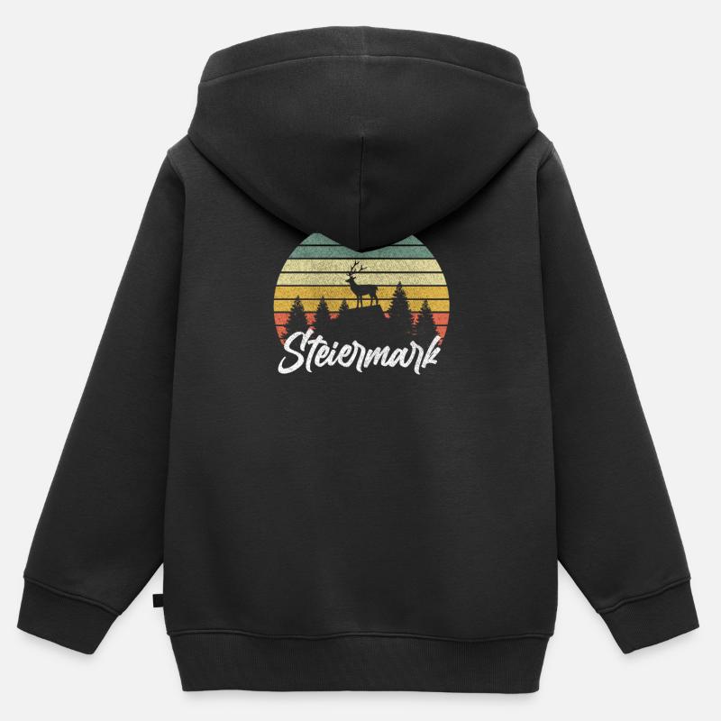 Steiermark motif drôle cadeau de randonnée styrie - Sweat Premium à capuche zippé enfant bio - noir