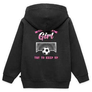 Frauenfußball Fußball Mädchen - Kinder Premium Organic Zip Hoodie - Schwarz - Hinten - AI Model Kid Male (0cm)