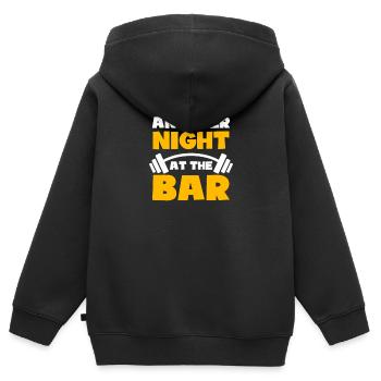 Bodybuilder Eine weitere Nacht an der Bar - Kinder Premium Organic Zip Hoodie - Schwarz - Hinten - AI Model Kid Male (0cm)