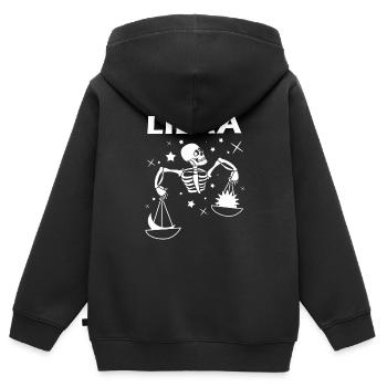 Libra Sternzeichen Waage Zodiac - Kinder Premium Organic Zip Hoodie - Schwarz - Hinten - AI Model Kid Male (0cm)