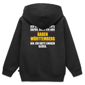 Baden Württemberg Bundesland lustiges Baden - Kinder Premium Organic Zip Hoodie - Schwarz - Hinten - AI Model Kid Male (0cm)