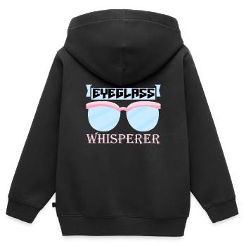 Optician Sayings Optometrist Optics - Kids Premium Organic Zip-up Hoodie - black - Back - AI Model Kid Male (0cm)