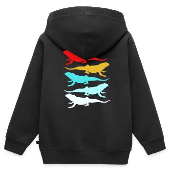 Bartagamen Reptiles Lézard Reptile Pogona Bartagame - Sweat Premium à capuche zippé enfant bio - noir - Dos - AI Model Kid Male (0cm)