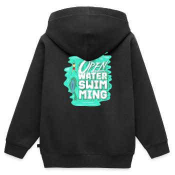 Open Water nage cadeau pour un nageur - Sweat Premium à capuche zippé enfant bio - noir - Dos - AI Model Kid Male (0cm)