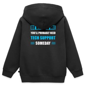 Technischer Support - Kinder Premium Organic Zip Hoodie - Schwarz - Hinten - AI Model Kid Male (0cm)