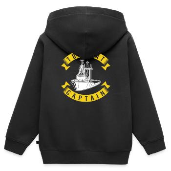 Remorqueur capitaine - Sweat Premium à capuche zippé enfant bio - noir - Dos - AI Model Kid Male (0cm)