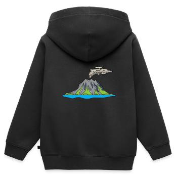 Volcanic eruption supervolcano eruption lava - Kids Premium Organic Zip-up Hoodie - black - Back - AI Model Kid Male (0cm)