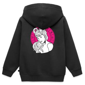 Sternzeichen Widder - Kinder Premium Organic Zip Hoodie - Schwarz - Hinten - AI Model Kid Male (0cm)
