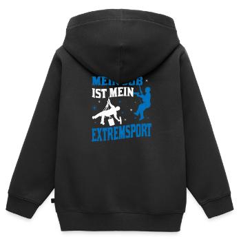 Fensterreiniger Industriekletterer Reinigungskraft - Kinder Premium Organic Zip Hoodie - Schwarz - Hinten - AI Model Kid Male (0cm)