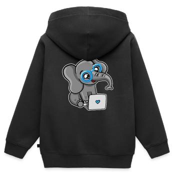 Geek Elephant - Kinder Premium Organic Zip Hoodie - Schwarz - Hinten - AI Model Kid Male (0cm)
