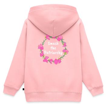 Smash the patriarche féministe le cadeau - Sweat Premium à capuche zippé enfant bio - rose - Dos - AI Model Kid Female (0cm)
