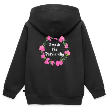 Smash the patriarche féministe le cadeau - Sweat Premium à capuche zippé enfant bio - noir - Dos - AI Model Kid Male (0cm)