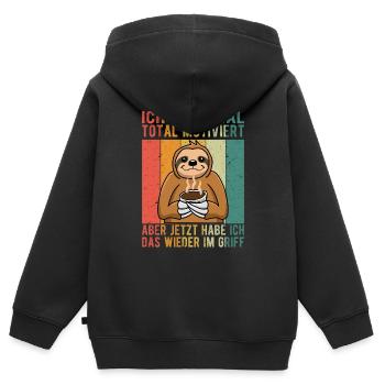 Ich war mal total motiviert wieder im Griff Büro - Kinder Premium Organic Zip Hoodie - Schwarz - Hinten - AI Model Kid Male (0cm)