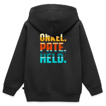 Onkel Pate Held - Kinder Premium Organic Zip Hoodie - Schwarz - Hinten - AI Model Kid Male (0cm)