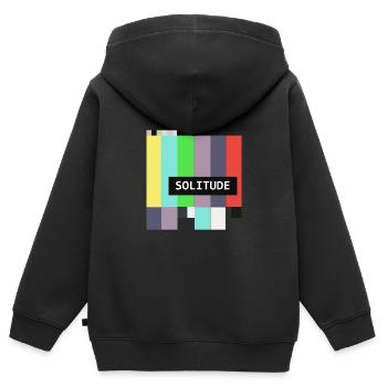Solitude Vaporwave Retro Standby TV Glitch 90s Art - Sweat Premium à capuche zippé enfant bio - noir - Dos - AI Model Kid Male (0cm)
