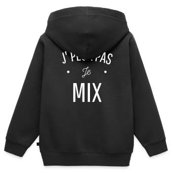 JE PEUX PAS JE MIX idée cadeau dj humour - Sweat Premium à capuche zippé enfant bio - noir - Dos - AI Model Kid Male (0cm)
