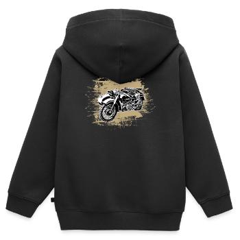 Mofa Moped Moped Spann Ural Ostalgie RDA mofa DDR Mope - Sweat Premium à capuche zippé enfant bio - noir - Dos - AI Model Kid Male (0cm)