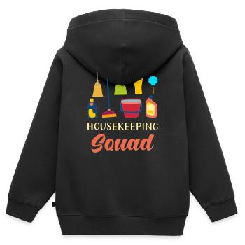 Housekeeping Squad - Sweat Premium à capuche zippé enfant bio - noir - Dos - AI Model Kid Male (0cm)