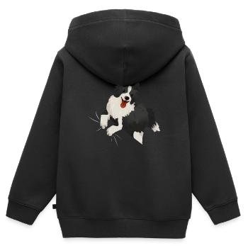 Border Collie - Kinder Premium Organic Zip Hoodie - Schwarz - Hinten - AI Model Kid Male (0cm)