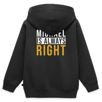 Michael is always right - Kids Premium Organic Zip-up Hoodie - black - Back - AI Model Kid Male (0cm)