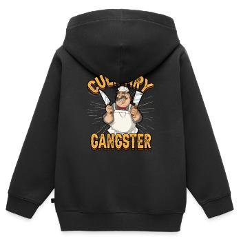 Cuisine Restaurant Gastronomie Bonnet de cuisine - Sweat Premium à capuche zippé enfant bio - noir - Dos - AI Model Kid Male (0cm)