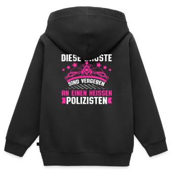 Diese Brüste sind vergeben Polizist - Kinder Premium Organic Zip Hoodie - Schwarz - Hinten - AI Model Kid Male (0cm)