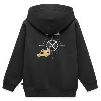 Pickup mit Wohnkabine Absetzkabine Fernweh - Kinder Premium Organic Zip Hoodie - Schwarz - Hinten - AI Model Kid Male (0cm)