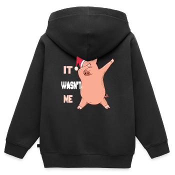 Cochon - It wasn’t me - Sweat Premium à capuche zippé enfant bio - noir - Dos - AI Model Kid Male (0cm)