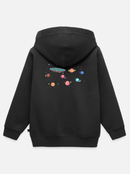 Flat Earth Society - Premium børne zip-hættetrøje økologisk - sort