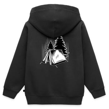 Camping & Tent - Kids Premium Organic Zip-up Hoodie - black - Back - AI Model Kid Male (0cm)