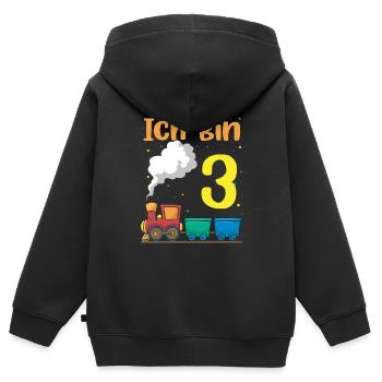 3. Geburtstag Junge Ich Bin Drei Jahre Alt Zug - Kinder Premium Organic Zip Hoodie - Schwarz - Hinten - AI Model Kid Male (0cm)