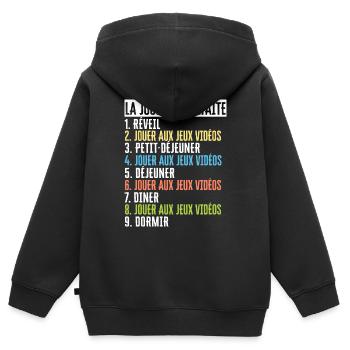 Cadeau Geek Gamer Ado La Journée Parfaite Humour - Sweat Premium à capuche zippé enfant bio - noir - Dos - AI Model Kid Male (0cm)