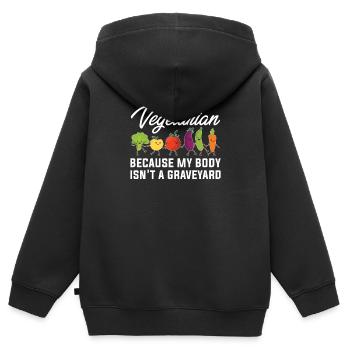 Veggie Vegetables Vegetarian Vegetarian - Kids Premium Organic Zip-up Hoodie - black - Back - AI Model Kid Male (0cm)