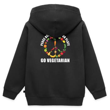 Veggie Vegetables Vegetarian Vegetarian - Kids Premium Organic Zip-up Hoodie - black - Back - AI Model Kid Male (0cm)