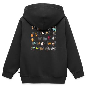 Kids Shirt School Introduction Animal Alphabet - Kids Premium Organic Zip-up Hoodie - black - Back - AI Model Kid Male (0cm)