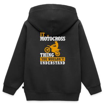 Motocross Motocrosser Moped Biker Motocross Saying - Kids Premium Organic Zip-up Hoodie - black - Back - AI Model Kid Male (0cm)