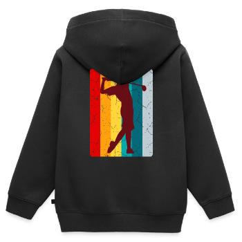 GOLF RETRO Golfer Outfit Golferinnen Golf Spieler - Kinder Premium Organic Zip Hoodie - Schwarz - Hinten - AI Model Kid Male (0cm)