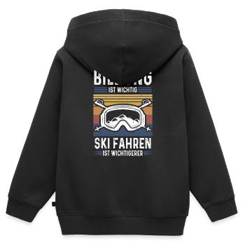Ski Bildung ist Wichtig Skien ist Wichtigerer - Kinder Premium Organic Zip Hoodie - Schwarz - Hinten - AI Model Kid Male (0cm)