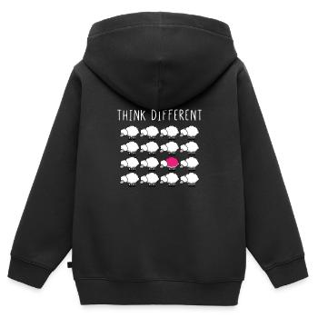 Think Different - Kids Premium Organic Zip-up Hoodie - black - Back - AI Model Kid Male (0cm)