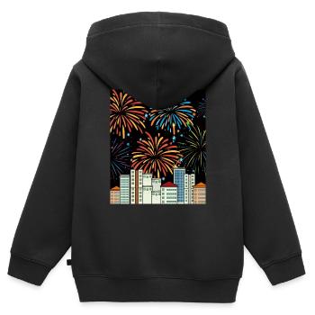 Feuerwerk Pyro Silvester Countdown - Kinder Premium Organic Zip Hoodie - Schwarz - Hinten - AI Model Kid Male (0cm)