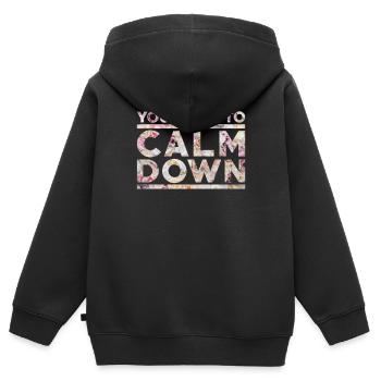 Calm Down - Kinder Premium Organic Zip Hoodie - Schwarz - Hinten - AI Model Kid Male (0cm)