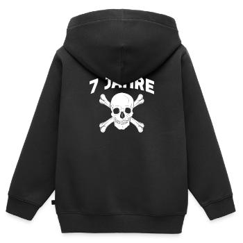 7 Jahre 7.Geburtstag Pirat Piratenkopf Geschenk - Kinder Premium Organic Zip Hoodie - Schwarz - Hinten - AI Model Kid Male (0cm)