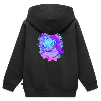 Jésus shirt dieu église catholique chrétienne - Sweat Premium à capuche zippé enfant bio - noir - Dos - AI Model Kid Male (0cm)