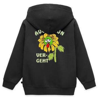 SONNENBLUME VERWELKT AUCH GRÜN VERGEHT - Kinder Premium Organic Zip Hoodie - Schwarz - Hinten - AI Model Kid Male (0cm)