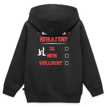 Willst du mich heiraten - Kinder Premium Organic Zip Hoodie - Schwarz - Hinten - AI Model Kid Male (0cm)